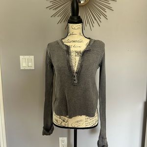 Cropped Free People Button Front Sweater